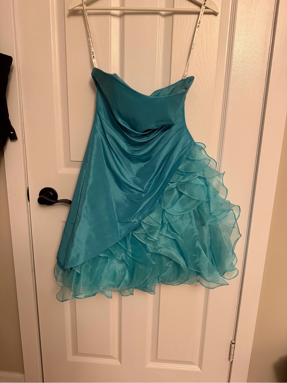 Strapless Teal Ruffle Cocktail Dress